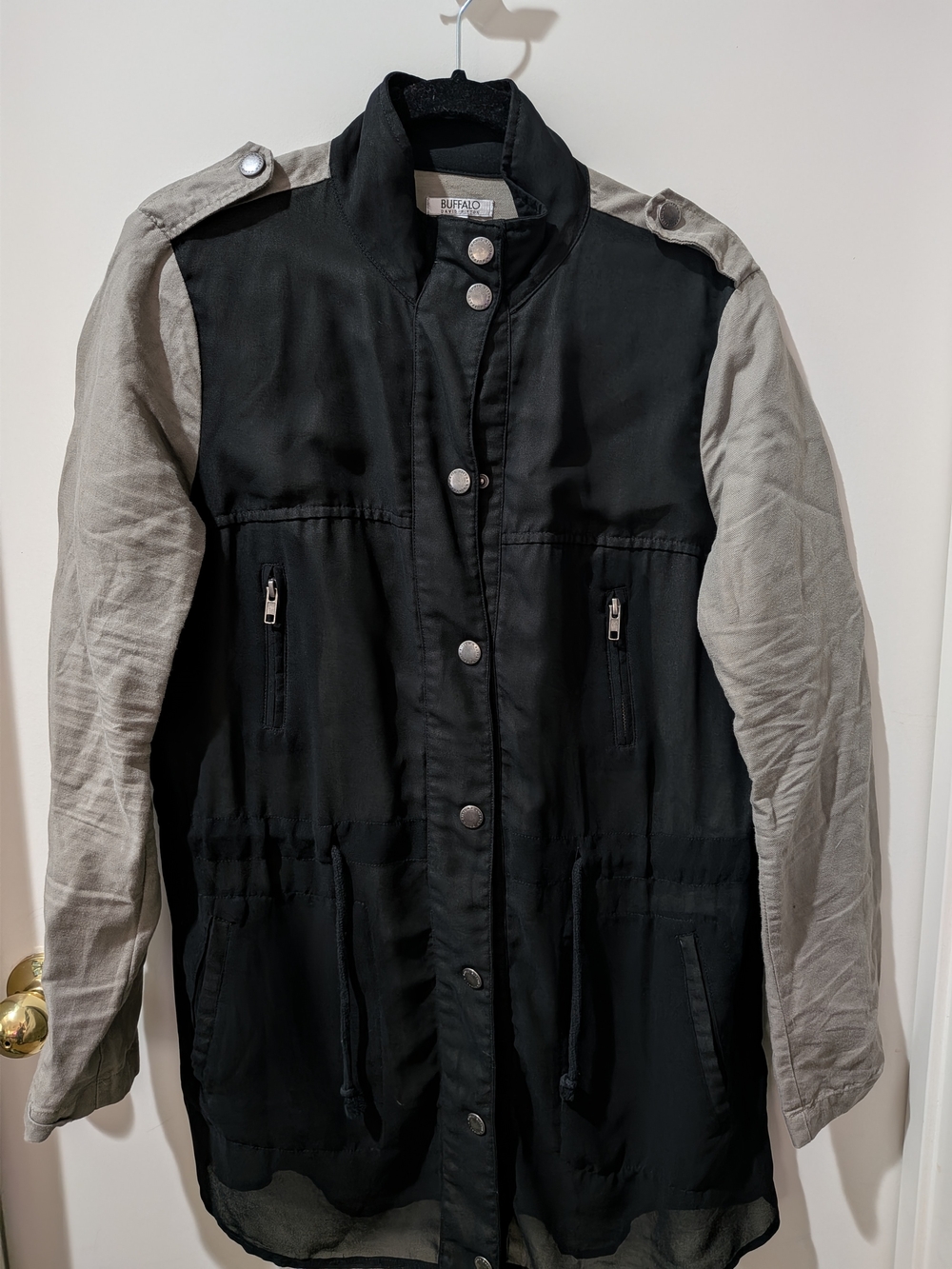 Buffalo David Bitton Black Jacket with Light Gray Sleeves